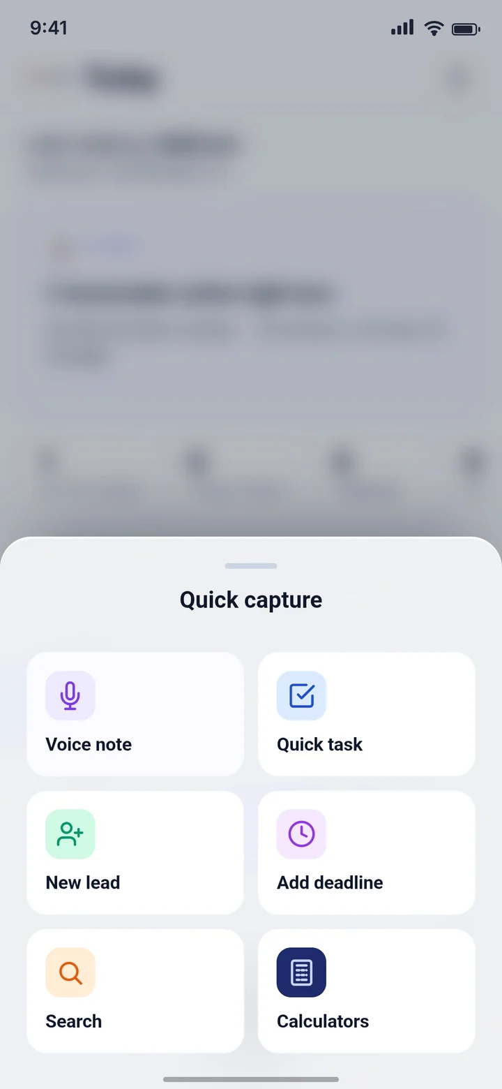 Aurora quick capture menu