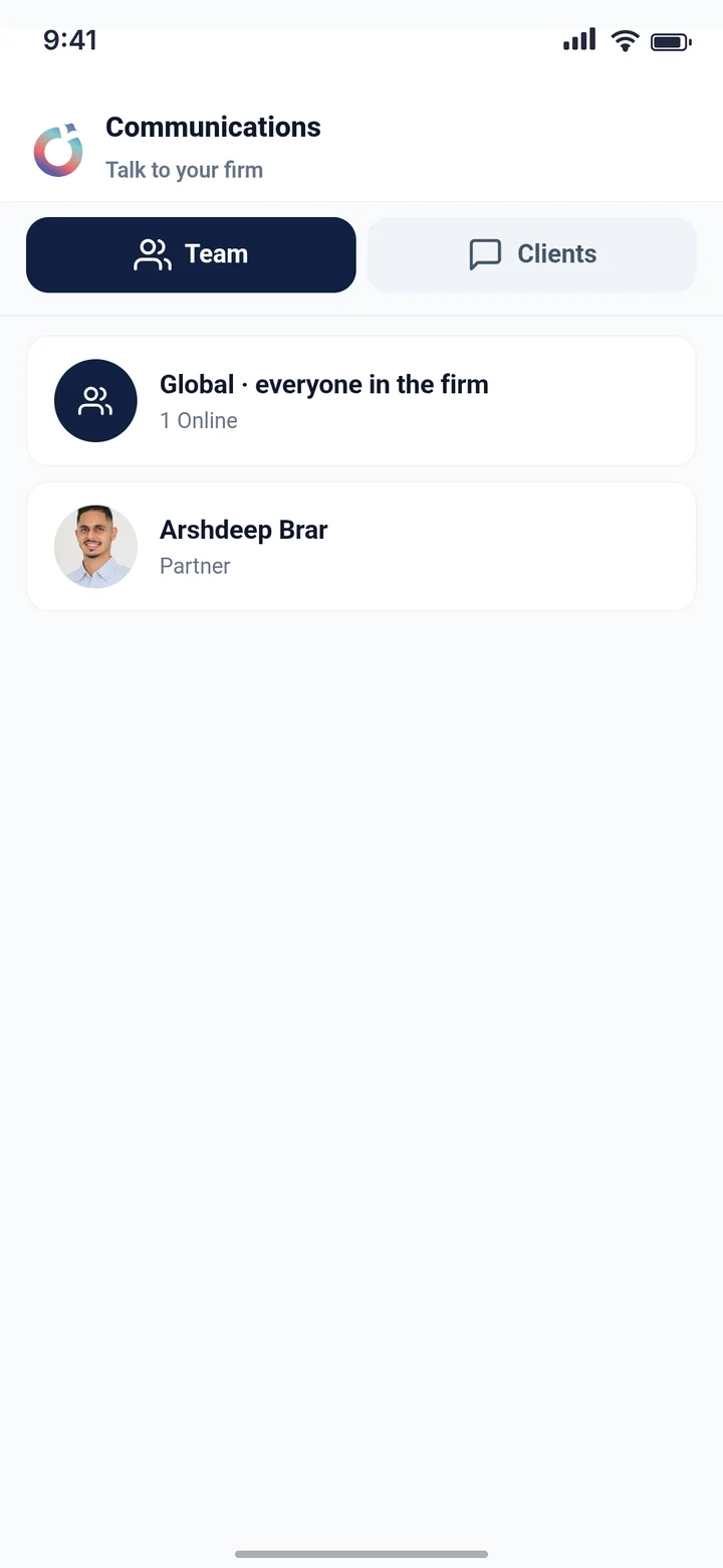 Aurora team communications screen